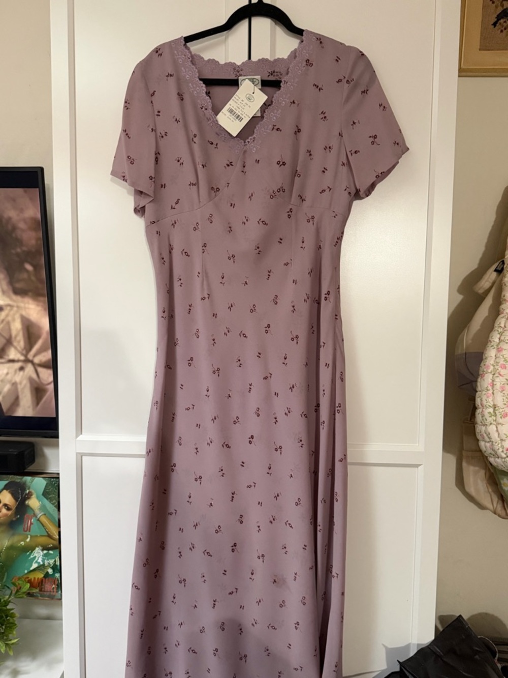 Laura Ashley Lavender Floral Maxi Dress Cottagecore 1920s Inspired Size 12 NWT